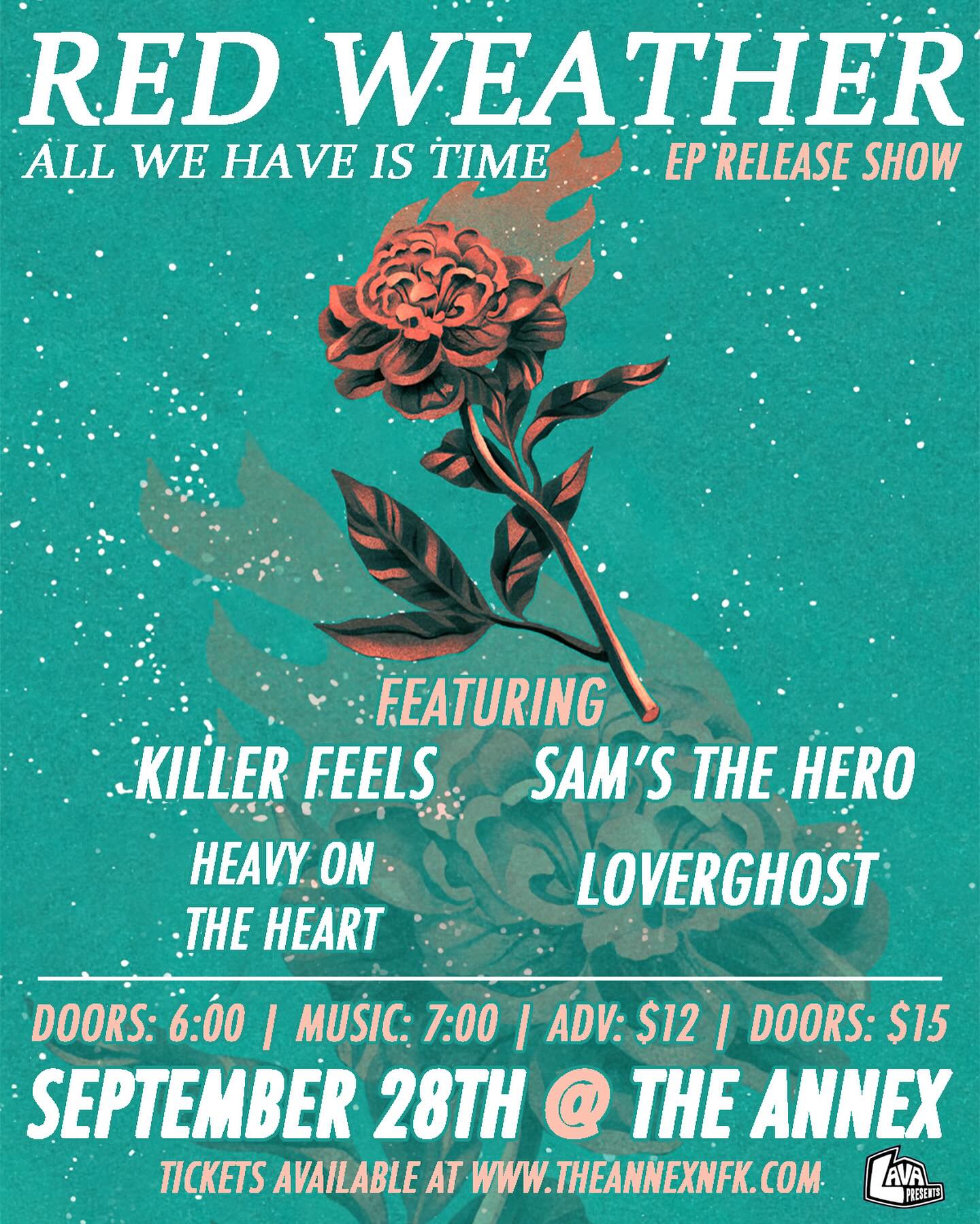 Upcoming Red Weather show flyer